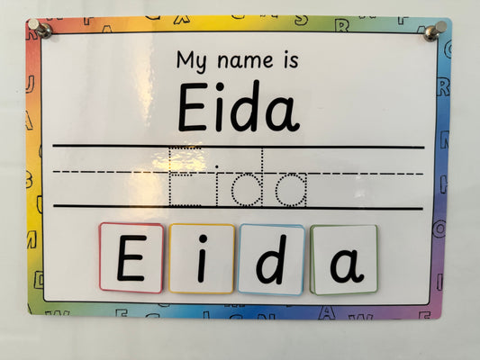 Personalised Name Recognition & Writing Mat – Wipe-Clean Learning Activity
