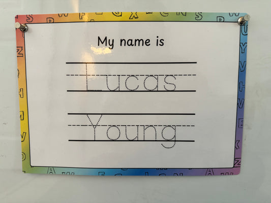 Personalised Full Name Writing & Recognition Mat – Wipe-Clean Practice