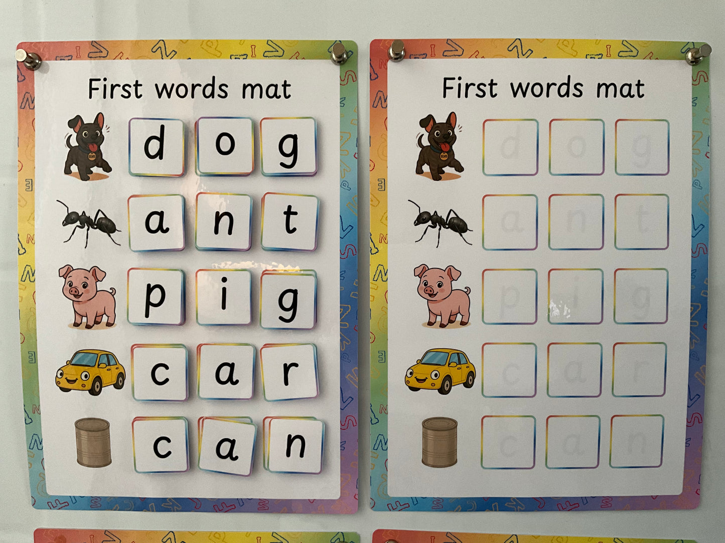 First Words Learning Mats – Wipe-Clean Practice (4 Pack)