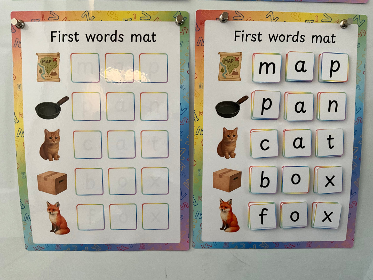First Words Learning Mats – Wipe-Clean Practice (4 Pack)