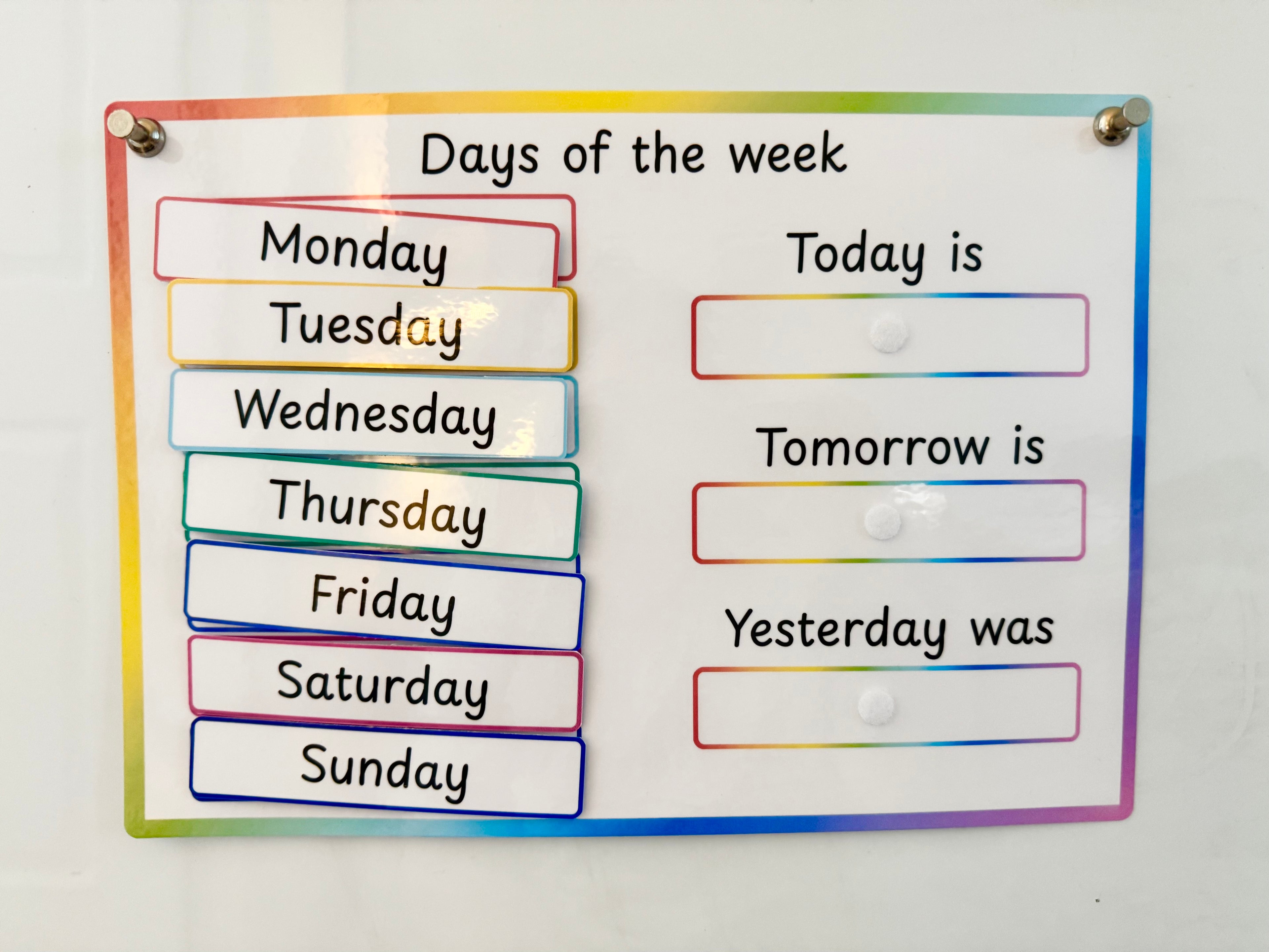 Days of the Week Velcro Learning Mat – Wipe-Clean & Reusable