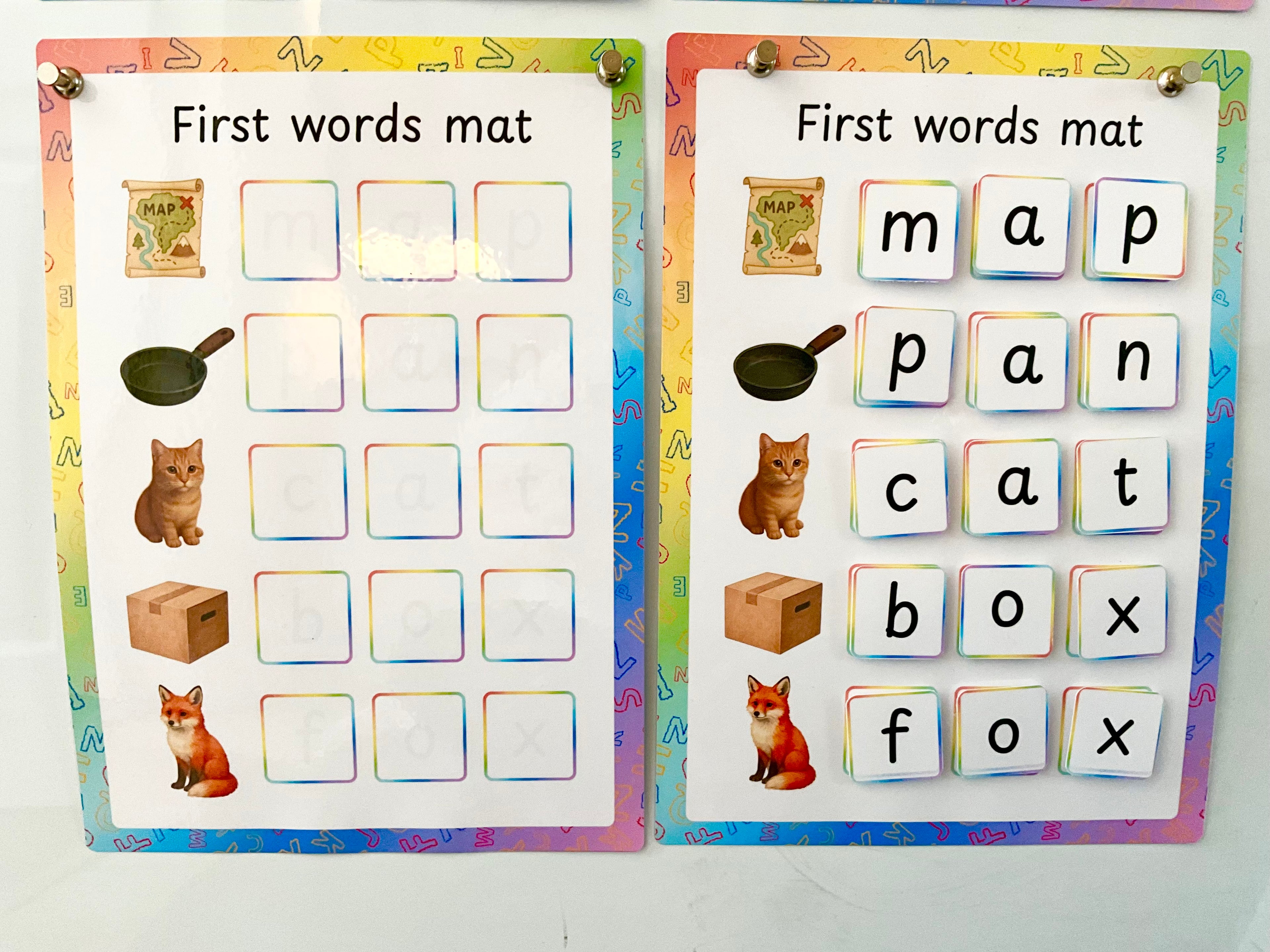 First Words Learning Velcro Mats – Wipe-Clean Practice (4 Pack)