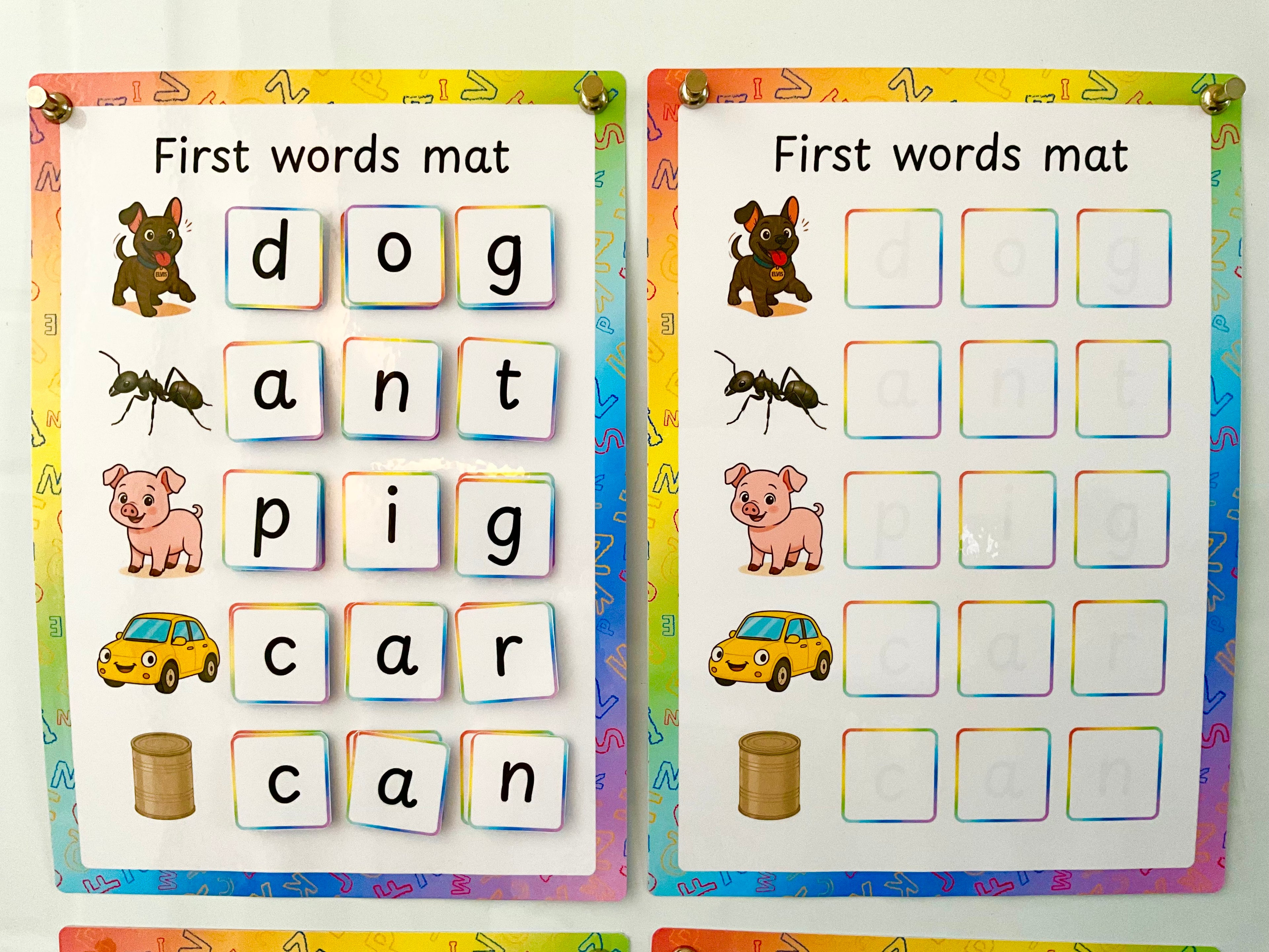 First Words Learning Velcro Mats – Wipe-Clean Practice (4 Pack)