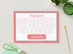 Personalised Pink Alphabet Upper & Lower case Wipe Clean Learning Mats (2 pack)