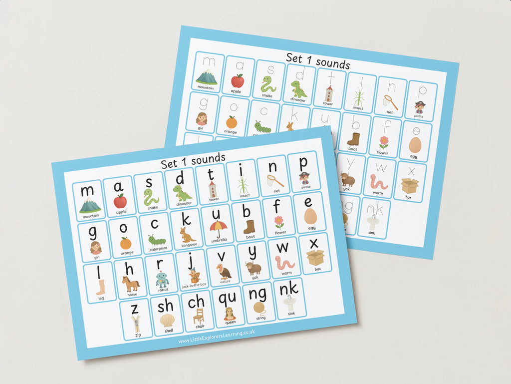 Phonics Set 1 Sounds Trace Purple Mats – Wipe-Clean Practice (2 Pack)