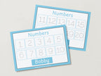 Personalised Blue Numbers 1-20 Wipe Clean Learning Mats (2 pack)