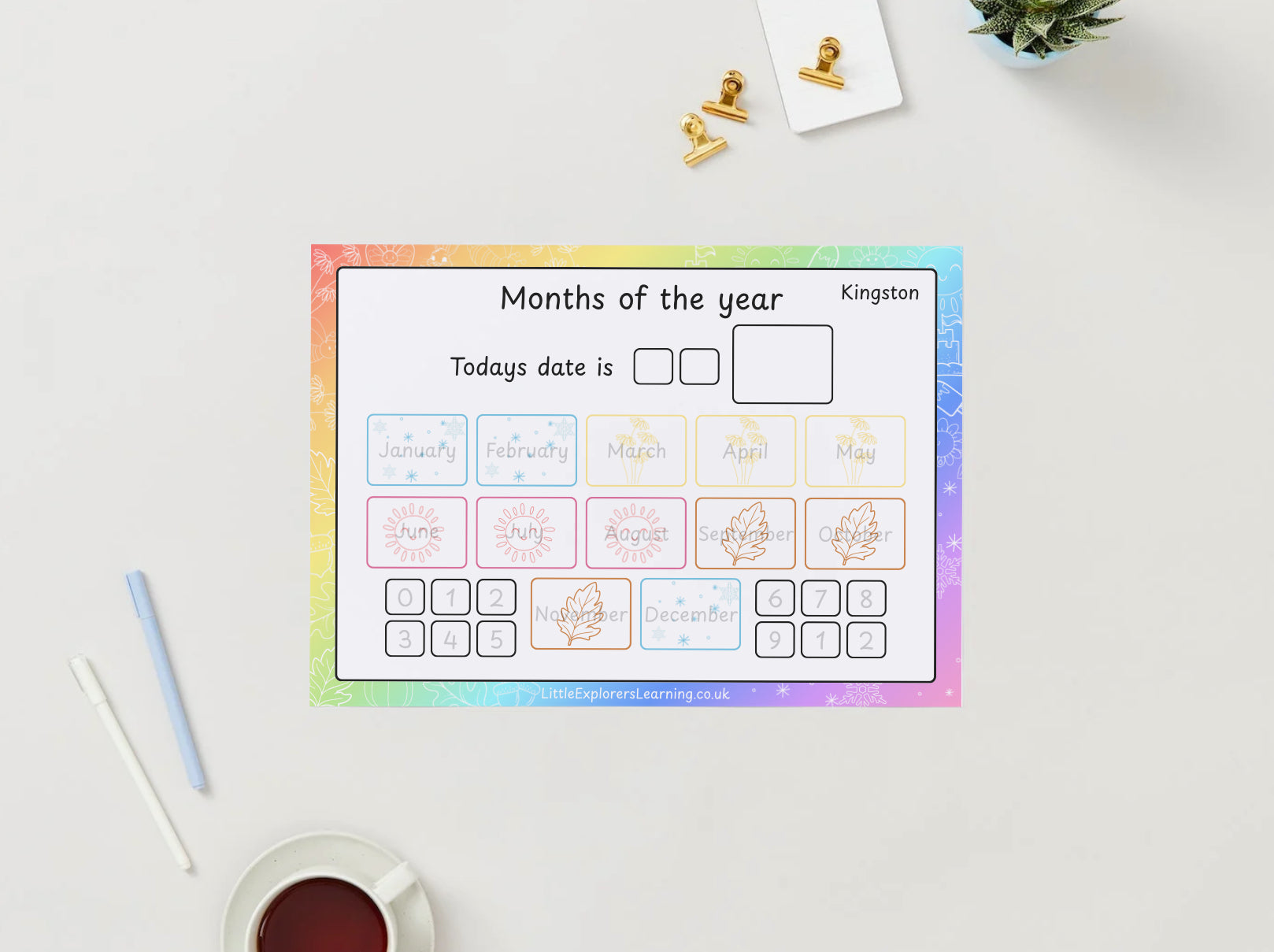 Months of the Year Learning Mat – Wipe-Clean & Reusable Calendar Practice