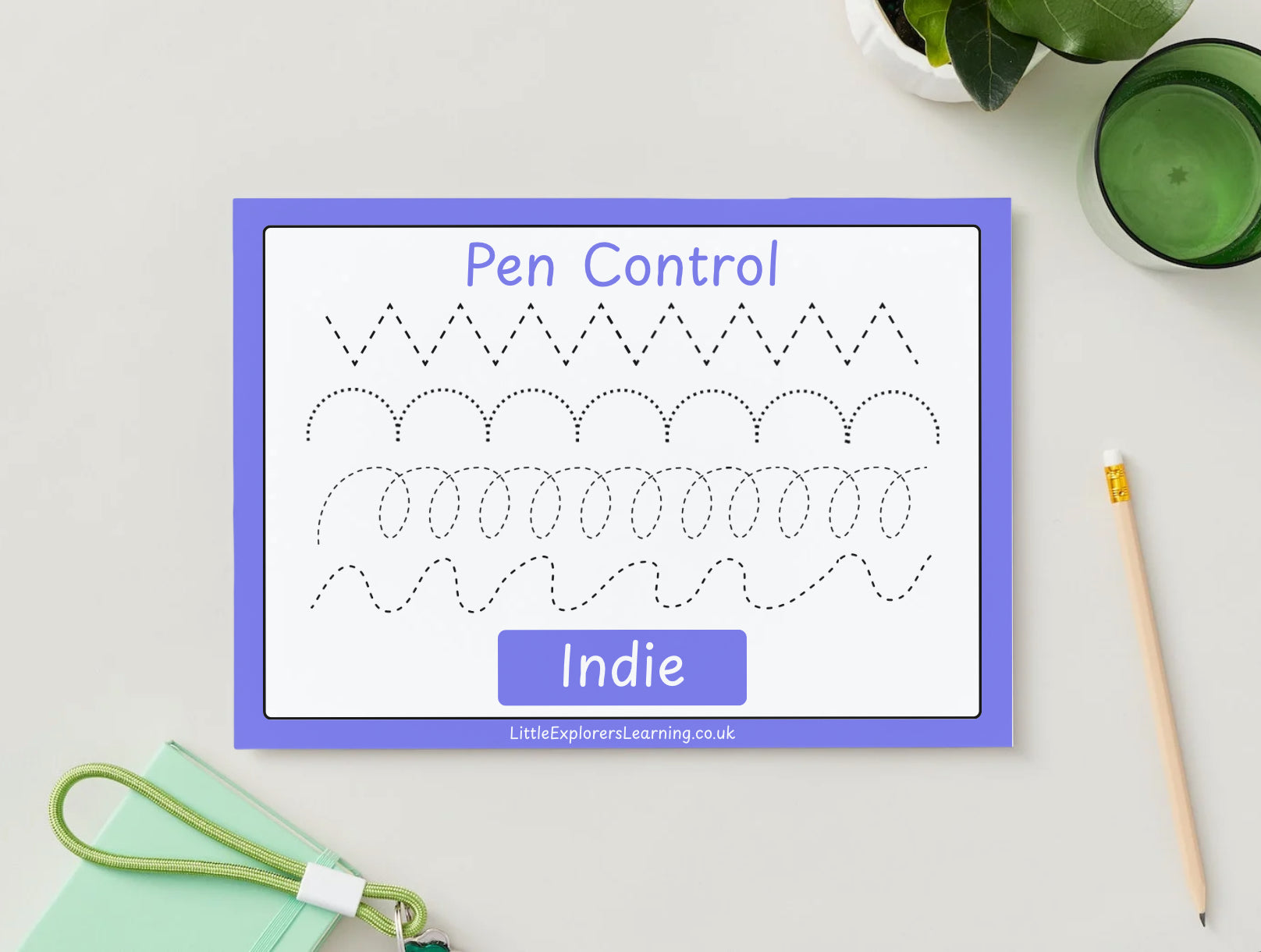 Personalised Purple Pen Control Wipe Clean Learning Mat