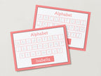 Personalised Pink Alphabet Upper & Lower case Wipe Clean Learning Mats (2 pack)