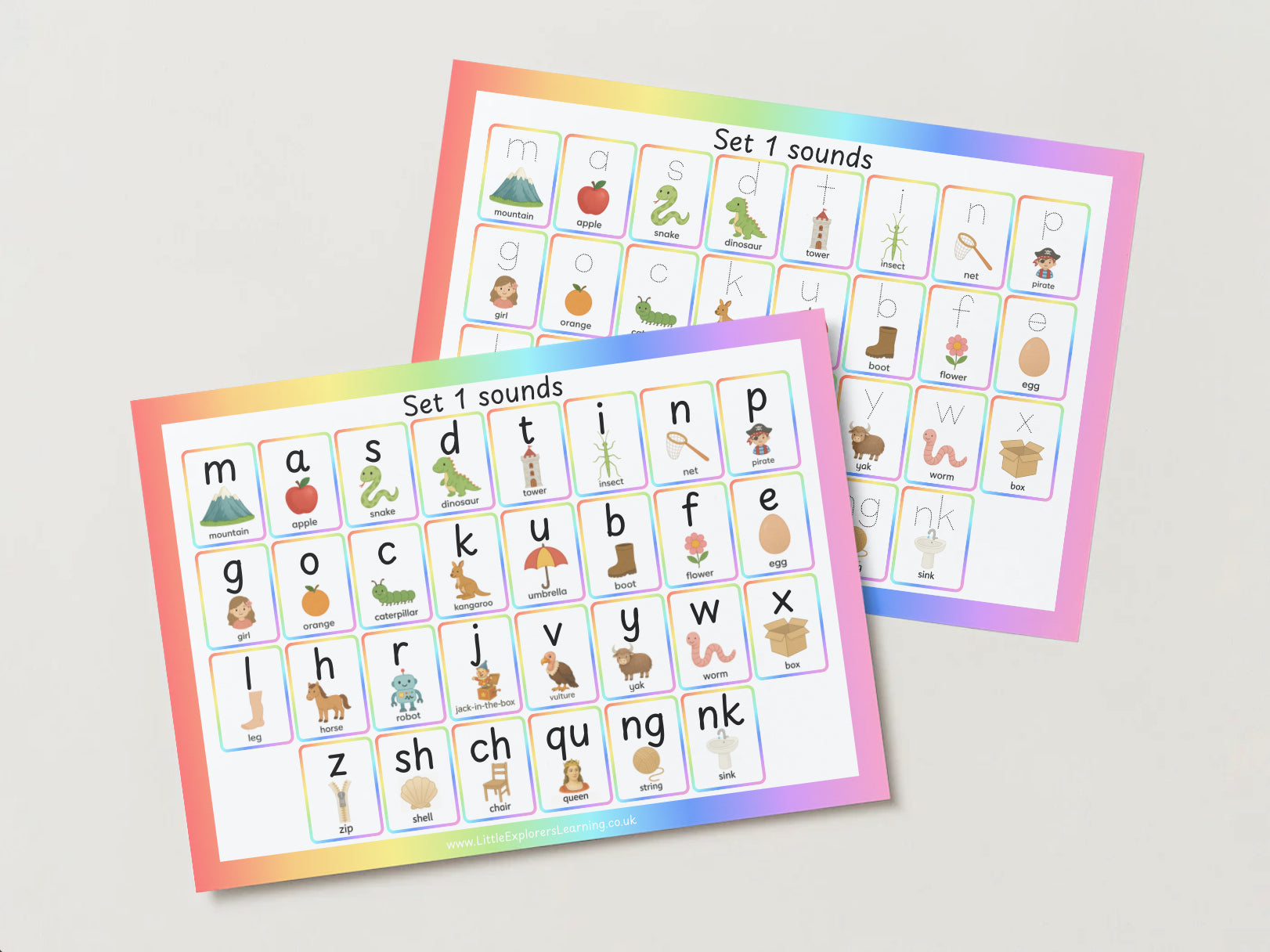 Phonics Set 1 Sounds Trace Purple Mats – Wipe-Clean Practice (2 Pack)