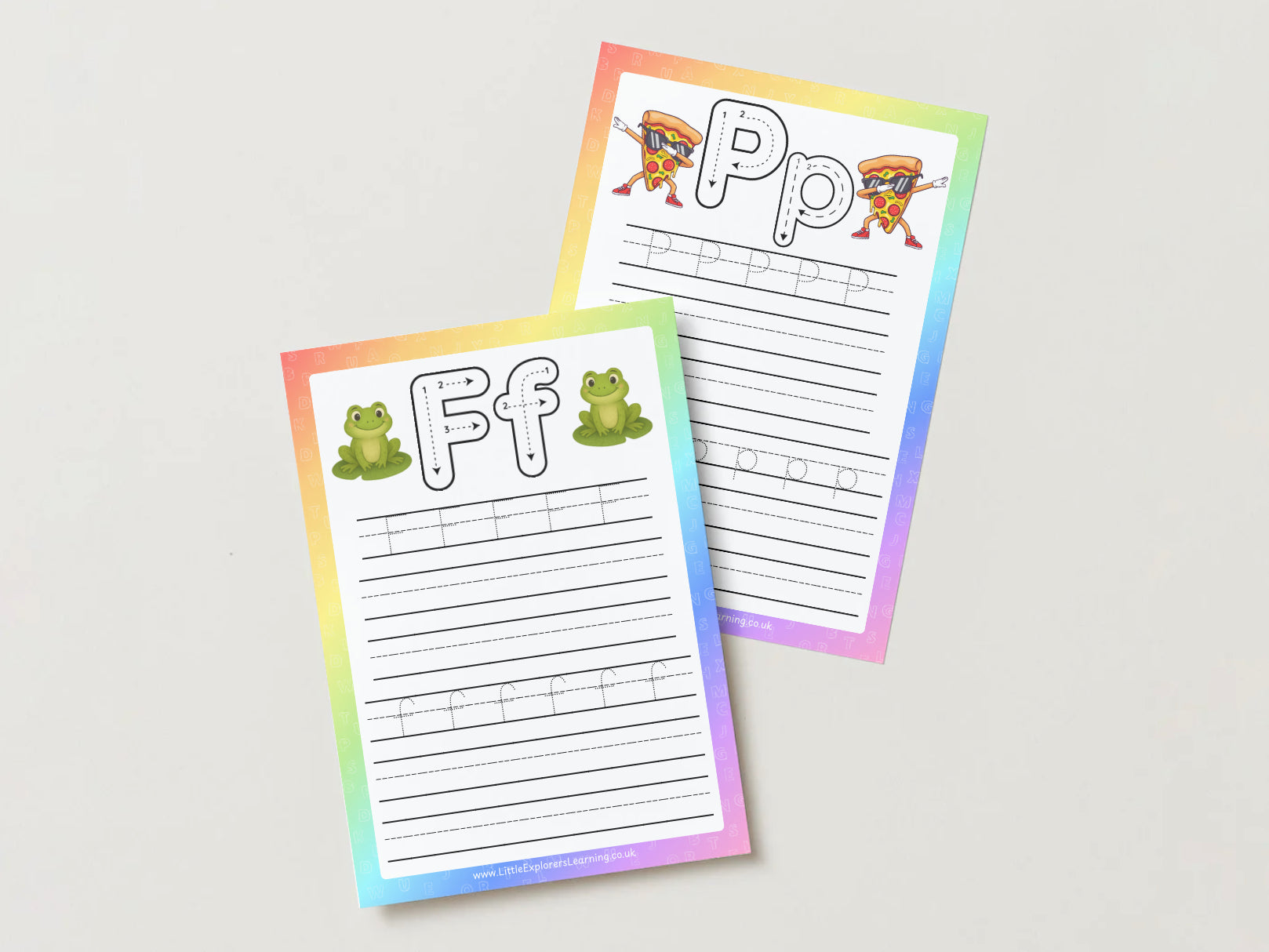 Rainbow Alphabet Tracing Worksheets (A–Z Upper & Lower Case Printable Pack) 26 pages Digital Download or Reusable Double sided Mats