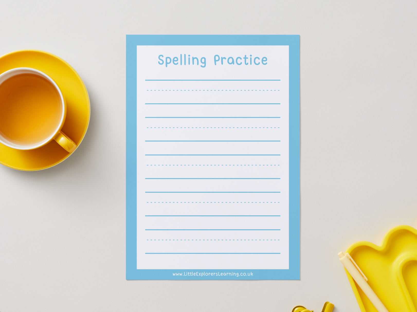 Spelling Practice Wipe-Clean Mat – Reusable Learning Sheet - Pink