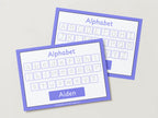 Personalised Purple Alphabet Upper & Lower case Wipe Clean Learning Mats (2 pack)