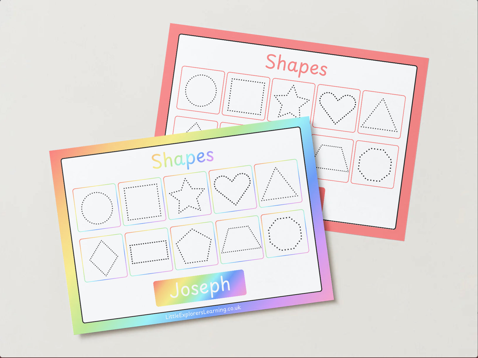 Personalised Rainbow Shape Tracing Wipe Clean Learning Mat