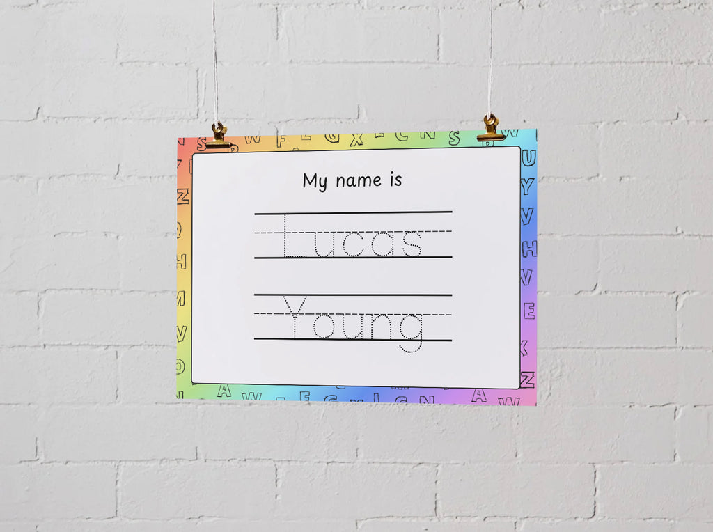 Personalised Full Name Tracing Wipe Clean Mat - Pink