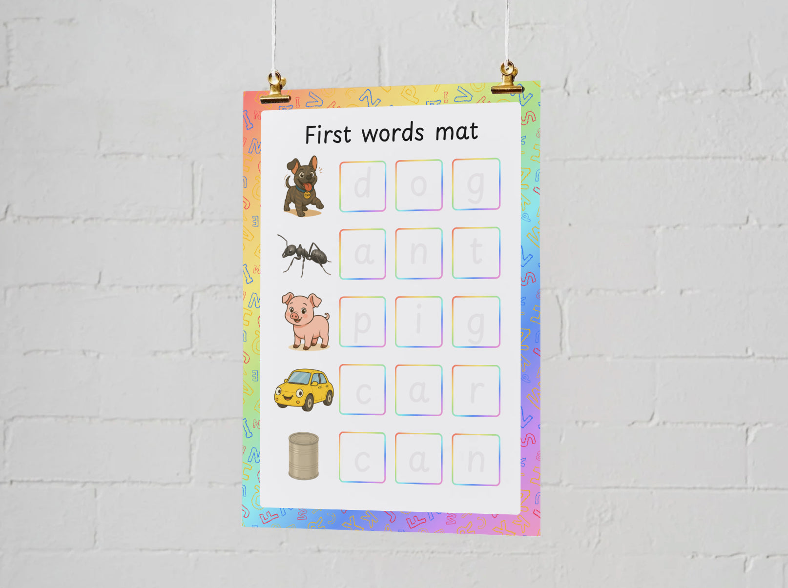 First Words Learning Velcro Mats – Wipe-Clean Practice (4 Pack)