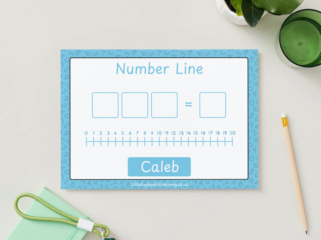 Personalised Number Line Wipe-Clean Mat (1–20) – Rainbow