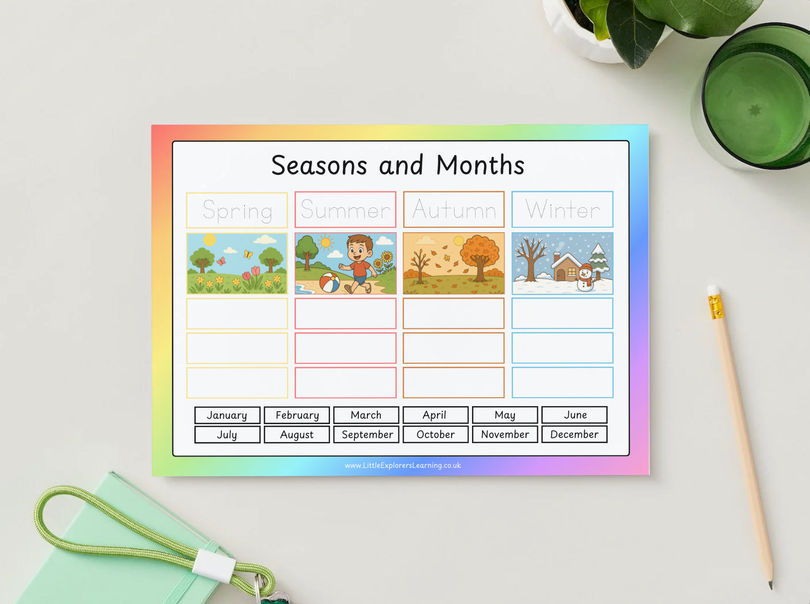 Seasons and Months Sorting Wipe-Clean Mat