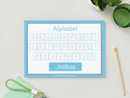 Personalised Blue Alphabet Upper & Lower case Wipe Clean Learning Mats (2 pack)