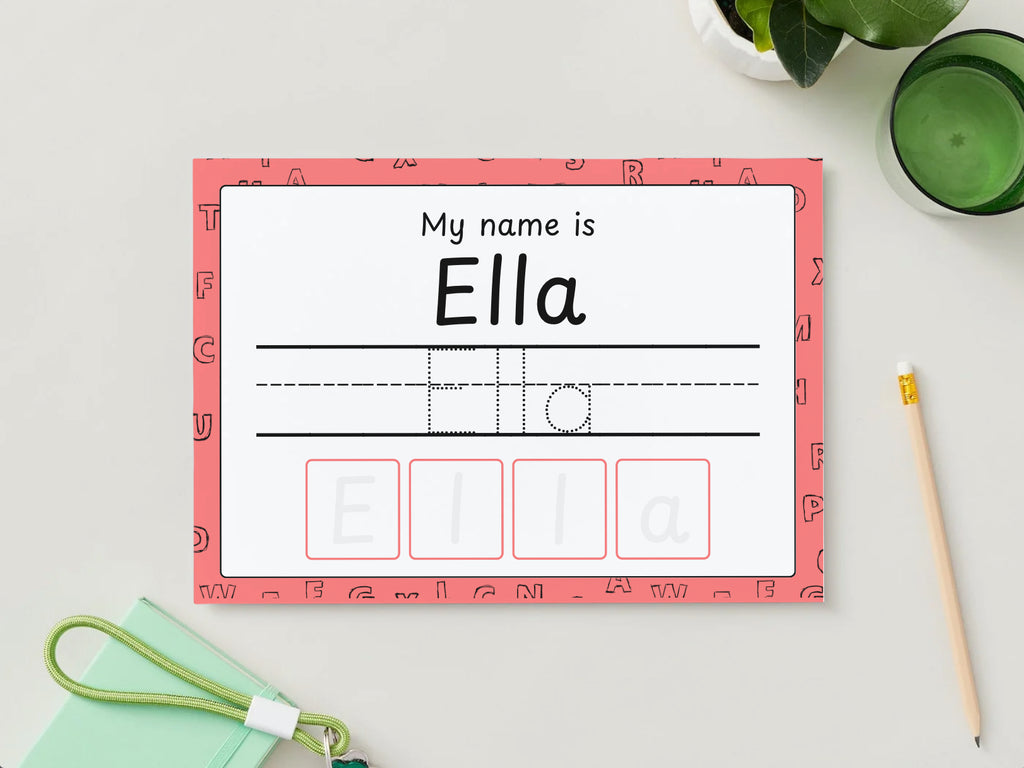 Personalised Velcro Name Tracing Wipe Clean Pink Mat