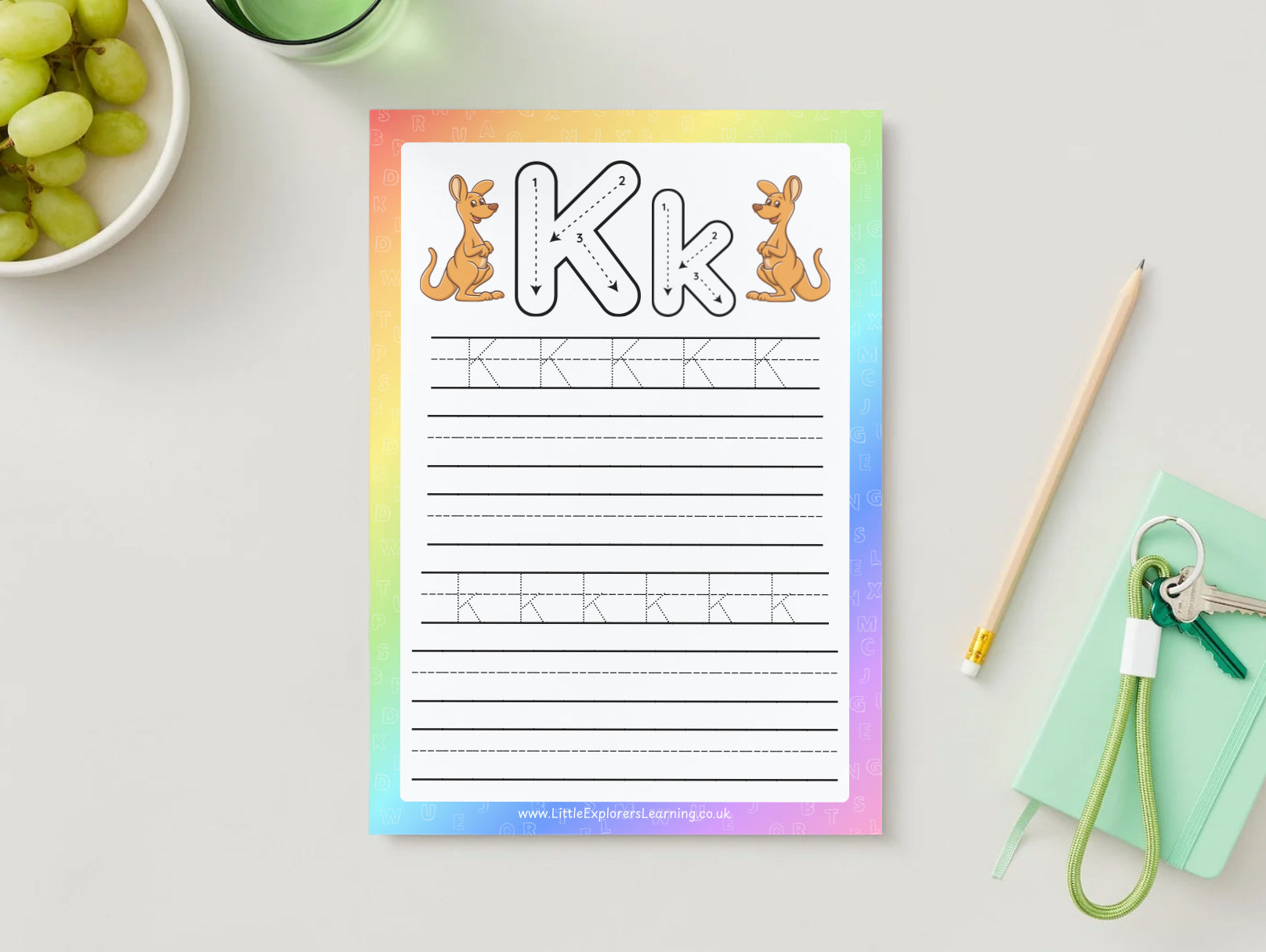 Rainbow Alphabet Tracing Worksheets (A–Z Upper & Lower Case Printable Pack) 26 pages Digital Download or Reusable Double sided Mats