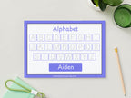 Personalised Purple Alphabet Upper & Lower case Wipe Clean Learning Mats (2 pack)