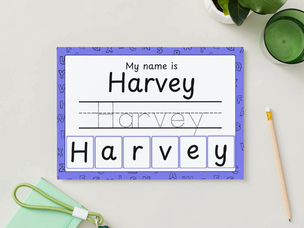 Personalised Velcro Name Tracing Wipe Clean Purple Mat