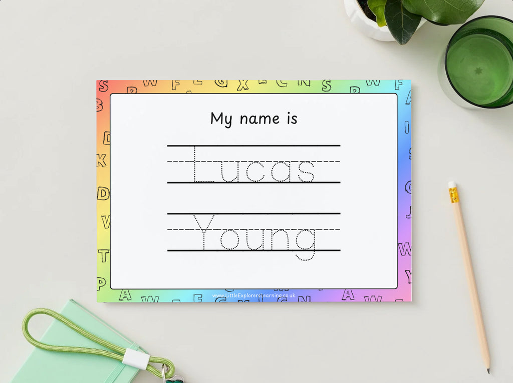Personalised Full Name Tracing Wipe Clean Mat - Pink
