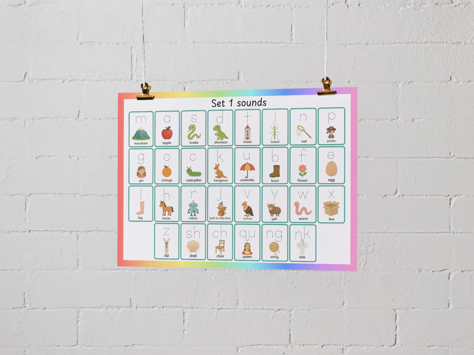 Phonics Set 1 Sounds Trace Purple Mats – Wipe-Clean Practice (2 Pack)