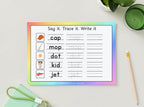 Word Formation CVC Words Reusable Mats 6 sheets (Short Vowel Sound Printable Pack)