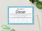 Personalised Velcro Name Tracing Wipe Clean Blue Mat