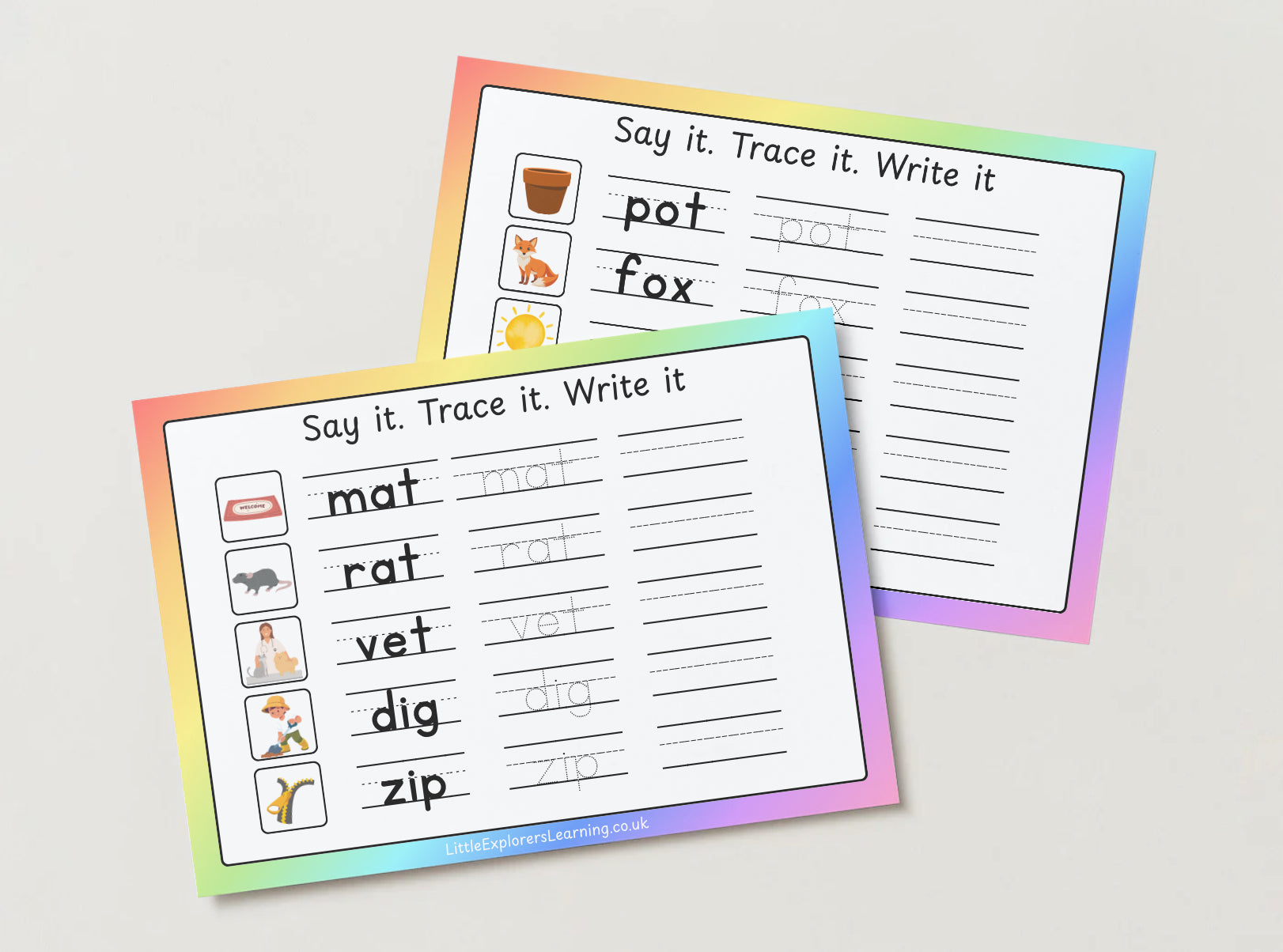 Word Formation CVC Words Reusable Mats 6 sheets (Short Vowel Sound Printable Pack)