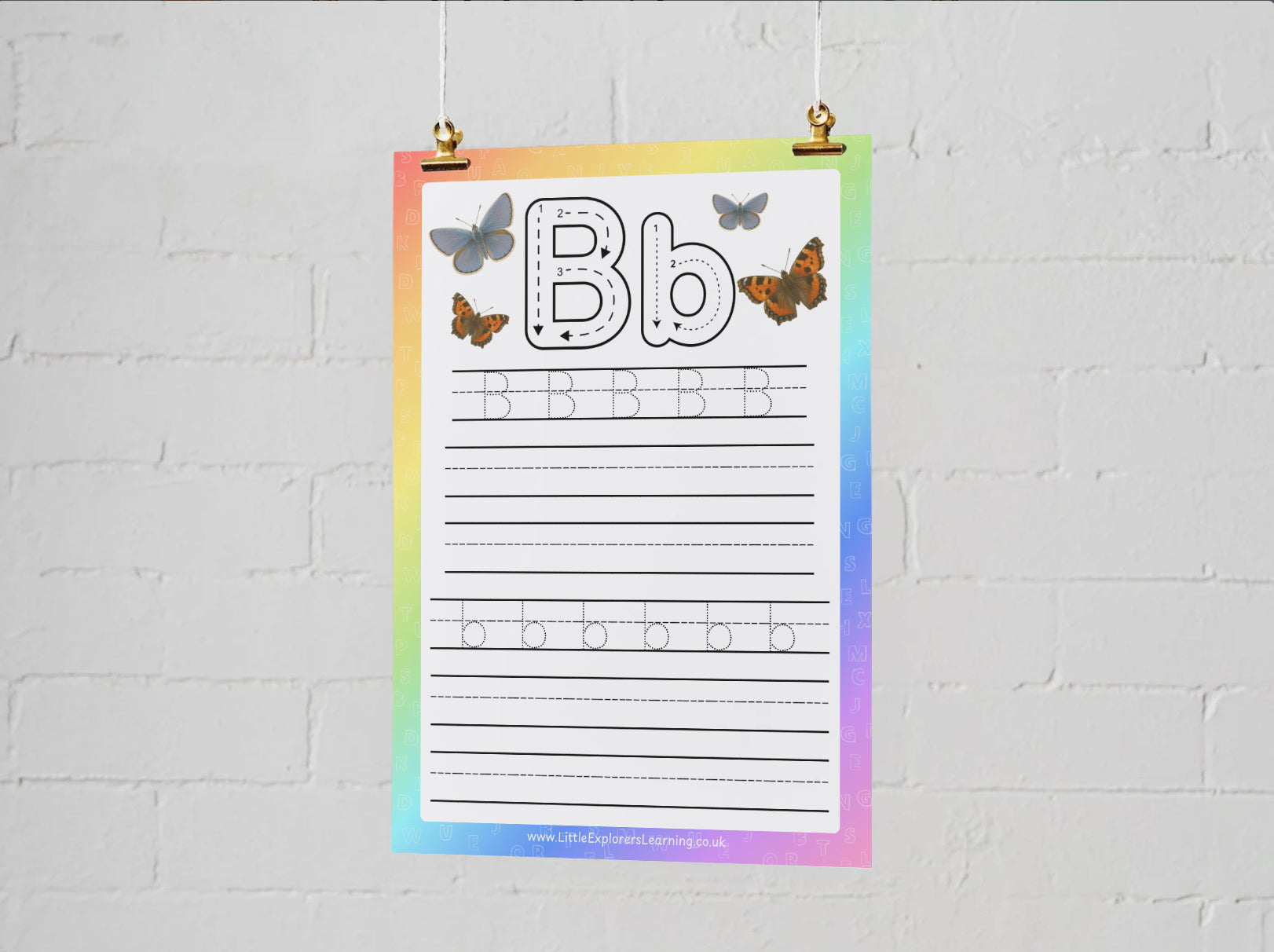 Rainbow Alphabet Tracing Worksheets (A–Z Upper & Lower Case Printable Pack) 26 pages Digital Download or Reusable Double sided Mats