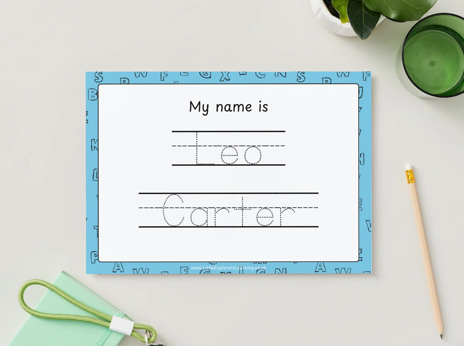Personalised Full Name Tracing Wipe Clean Mat - Purple